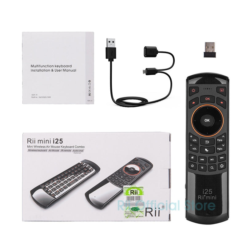 Rii i25 2.4G Mini Wirless Air Mouse Keyboard With IR Remote Control PC Teclado