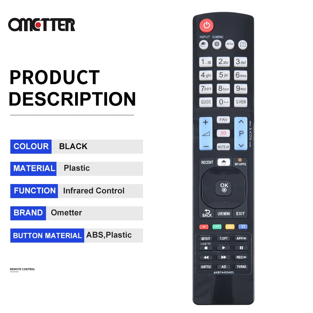 OMETTER Remote Control for LG Smart TVs 42LM670S, 42LV5500, 47LM6700, 55LM6700 Replacement IR Remote