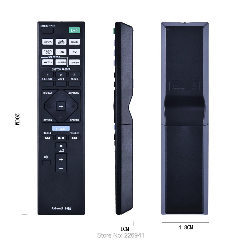 Sony RM-AAU189 Replacement Remote Control for AV Receiver and Home Theatre Systems