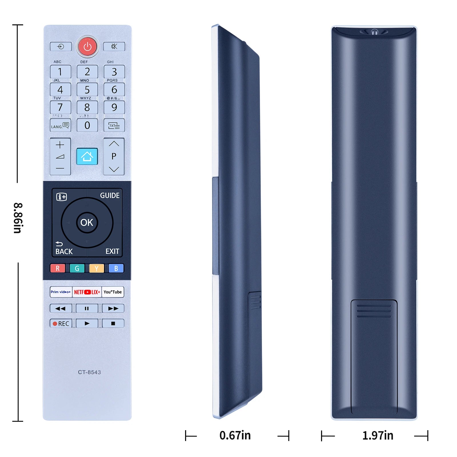 Replacement Remote Control CT-8543 for Toshiba LED TVs 40L2863DG 32L3963DA 49T6863DA 55U6863DA and More