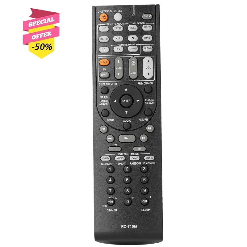 RC-710M Replacement Remote Control for TX-SR333 TX-SR606 TX-SR606B TX-SR606S Onkyo AV Receiver