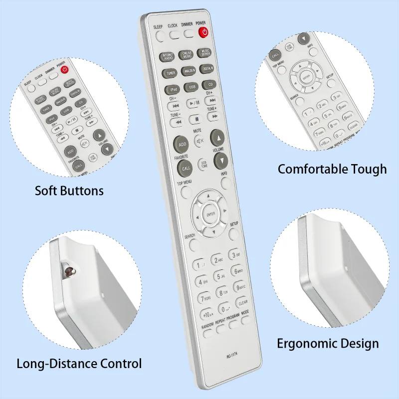 RC-1174 Replacement Remote for RCD-N8 RCD-N9 RCD-N10 DRA-N5 AV-175 Denon Network CD Receiver