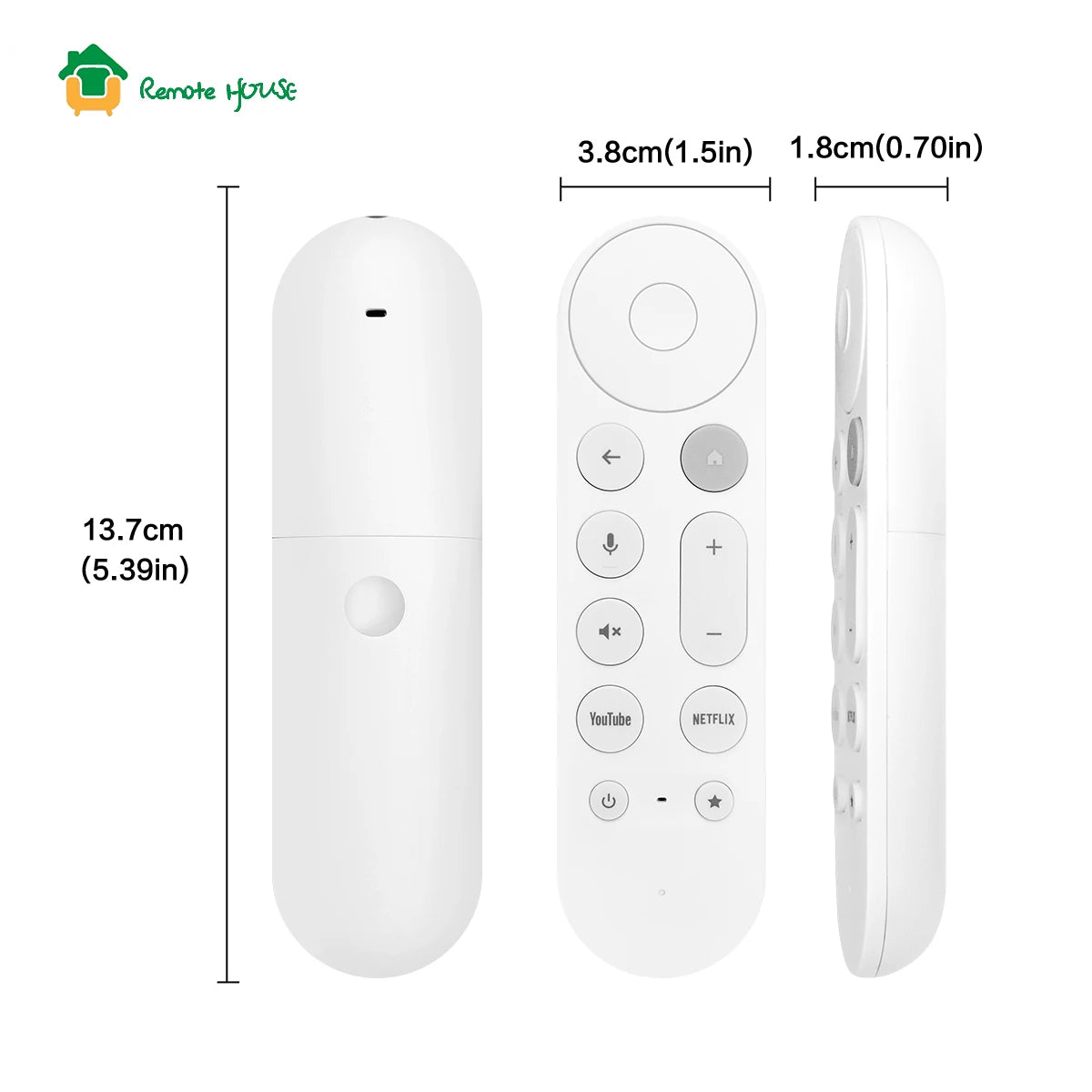 Voice Remote Control for Google TV Streamer 4K and Chromecast with Customisable App Button White