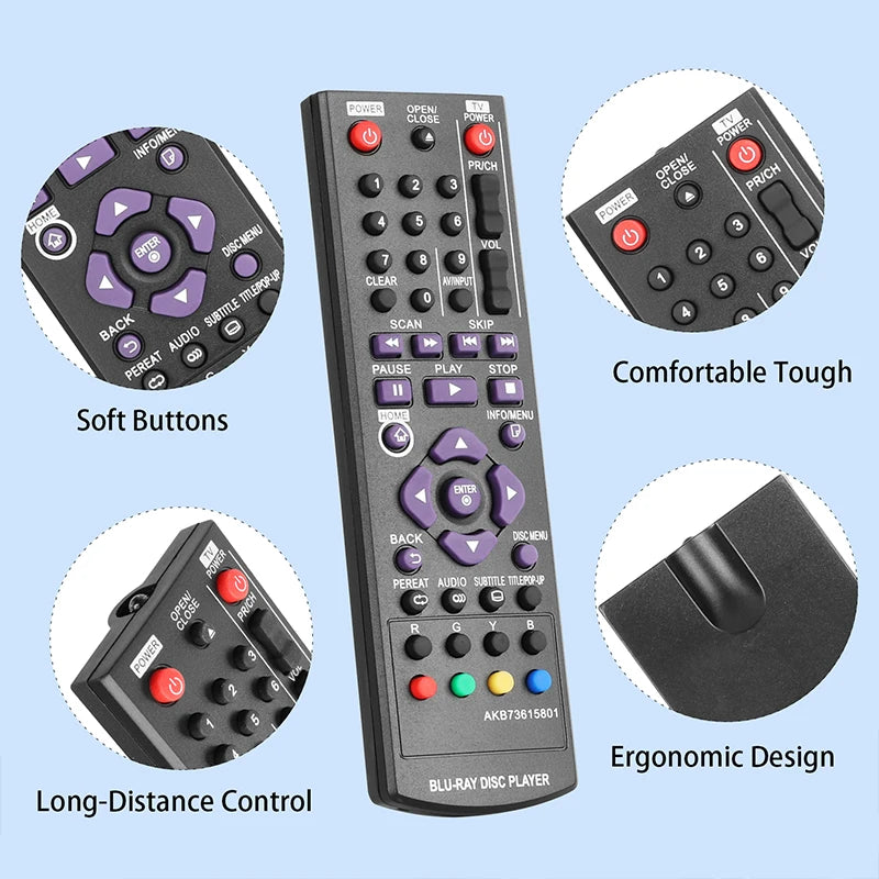 AKB73615801 Replacement Remote for BP220 BP125 BP325 BP120 BP320 BP200 BP325W LG Blu-ray DVD Player