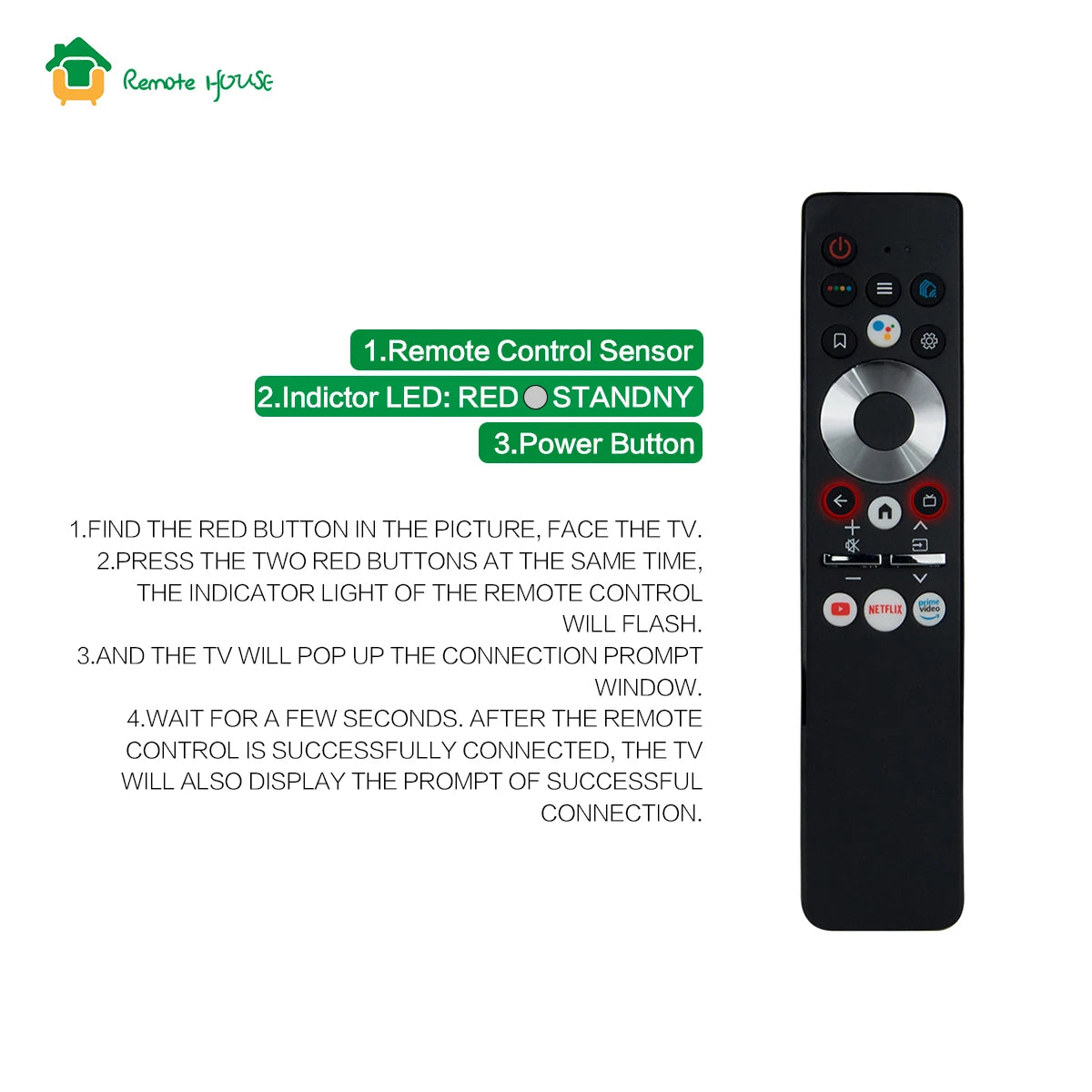 Voice Wireless Remote Control Replacement Compatible with Smart TV Models HTR-U29R and HTR-U29
