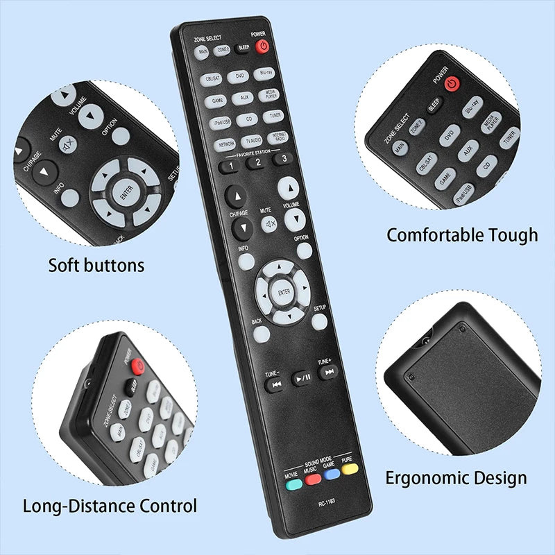 RC-1183 Replacement Remote Control for Denon AV Receiver AVR-X2000, AVRX2000, AVR-E400