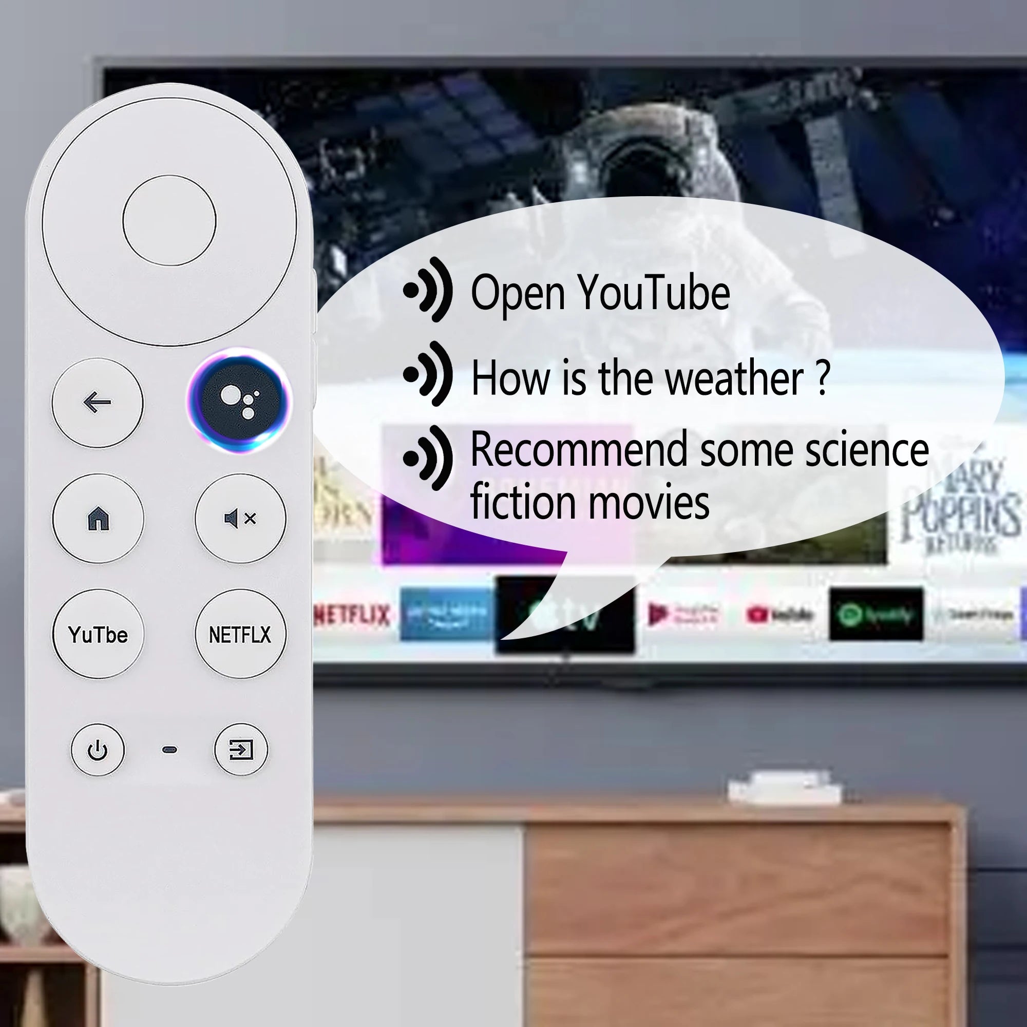 Voice Remote Control for Chromecast 4K Streaming Player Bluetooth Replacement with Voice Search Support