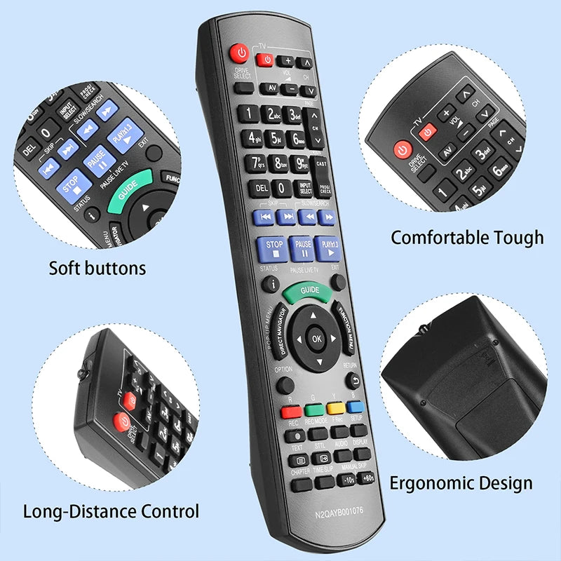 N2QAYB001076 Replacement Remote for DMR-BWT760 DMRBWT760 DMR-BWT760GN Panasonic Blu-ray DVD Recorder