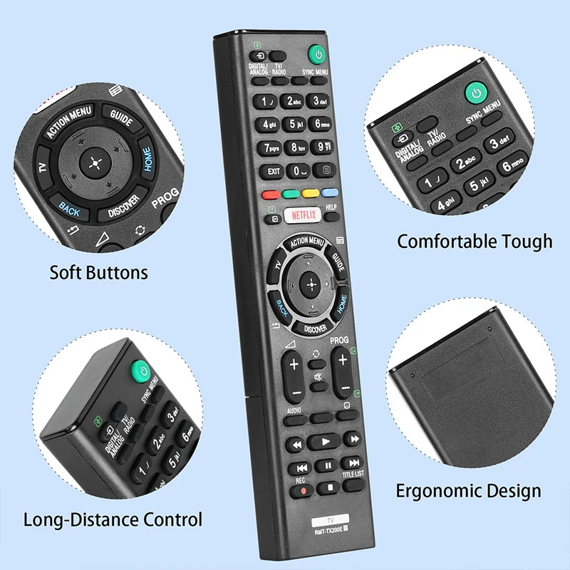 RMT-TX200E Replacement Remote for KD-43X8000D KD-55XD7005 KD-65X7500D KD-65XD7505 Sony Smart TV