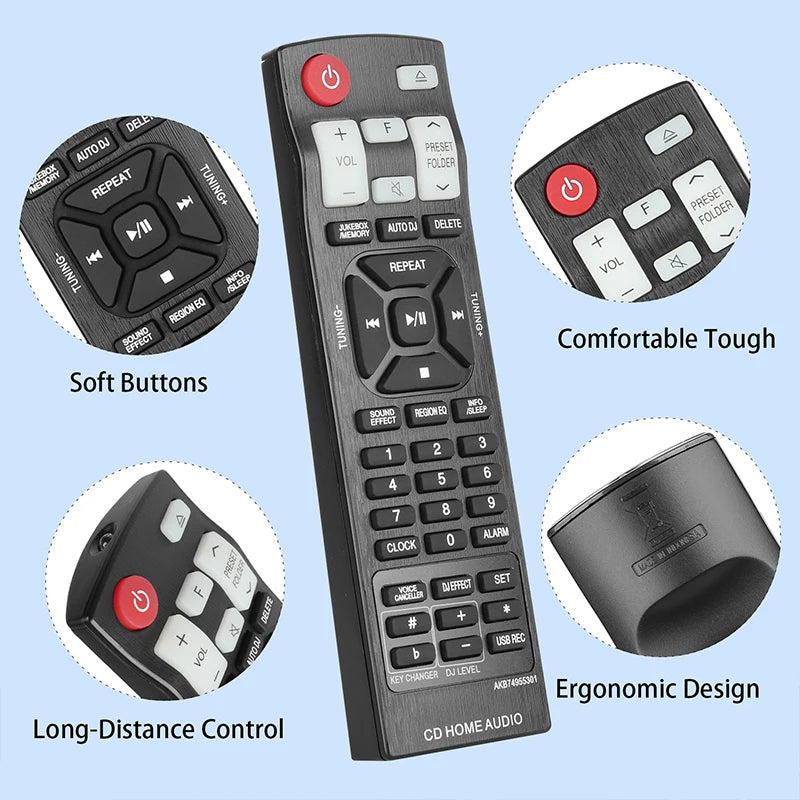 AKB74955301 Replacement Remote for OM4560 OM5560 OM7560 CM8360 CM8460 CM9760 CM9960 LG Audio System
