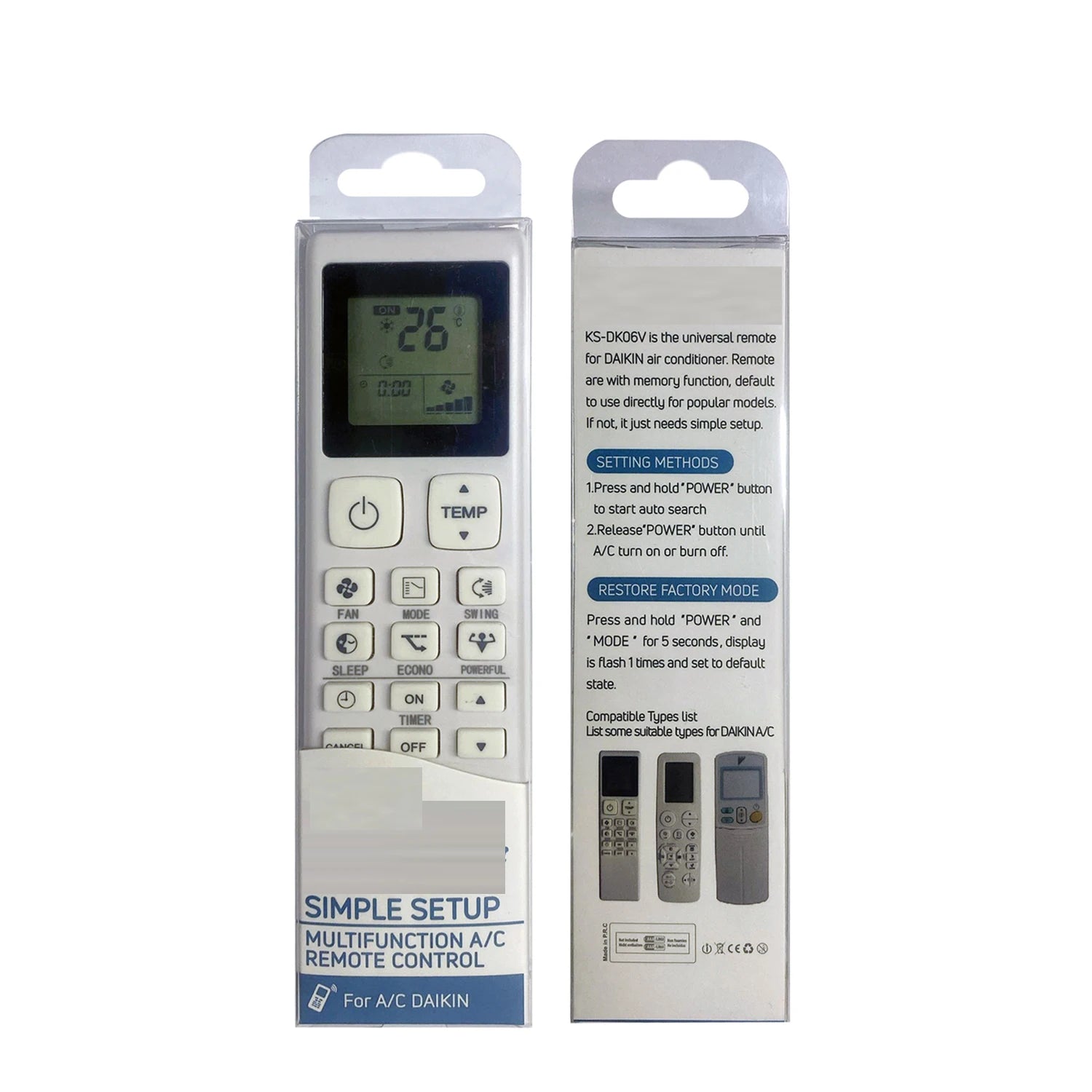Daikin Universal Replacement Remote Control for Split Air Conditioner Systems