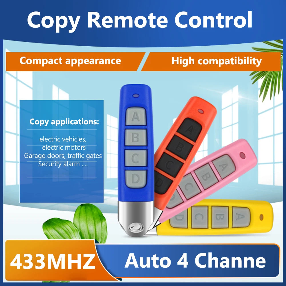 4-Button 433MHz Wireless Remote Control Duplicator – Learning, Fixed & Limited Rolling Code Cloner
