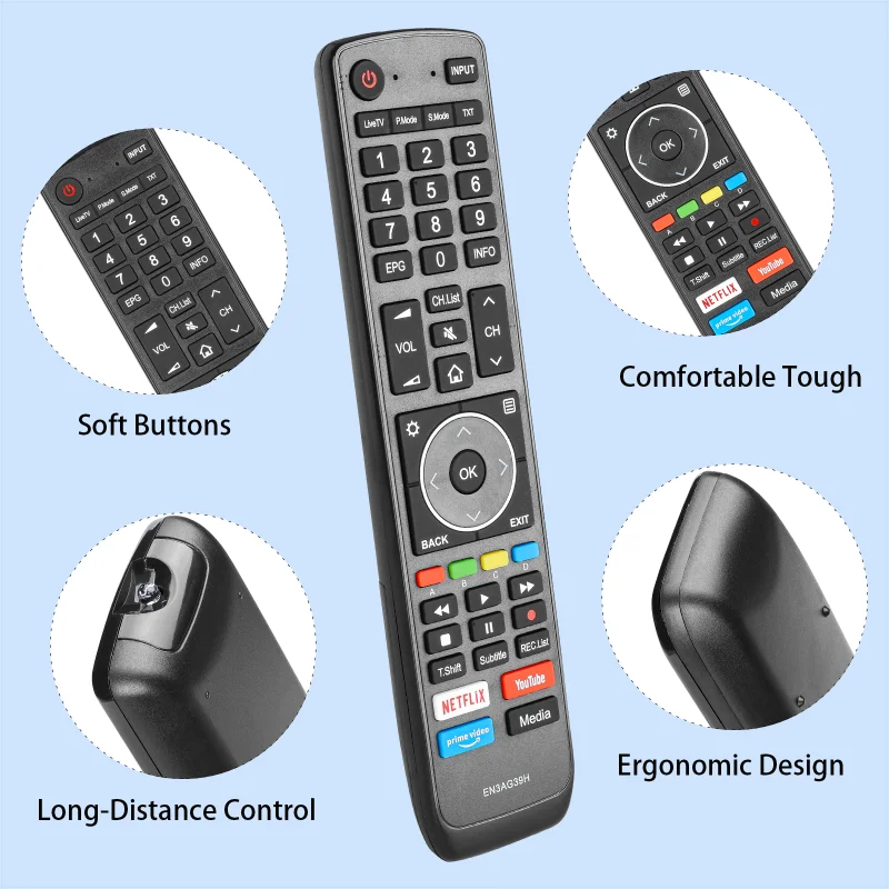 EN3AG39H Replacement Remote Control for 50R7 55R7 65R7 75R7 85R7 65R8 75R8 Hisense Smart TV