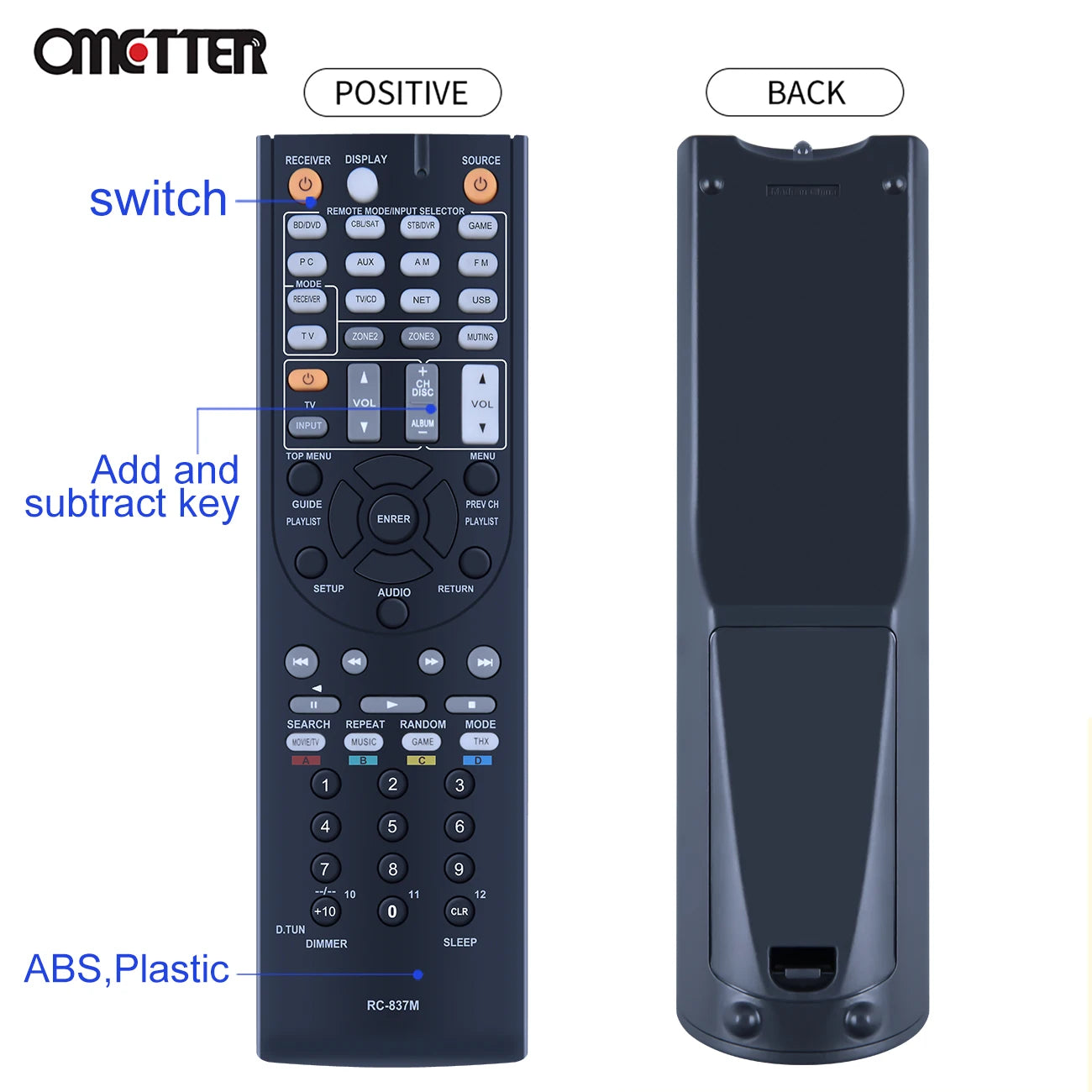 RC-837M RC-866M RC-801M Remote Control Replacement for ONKYO AV Receivers