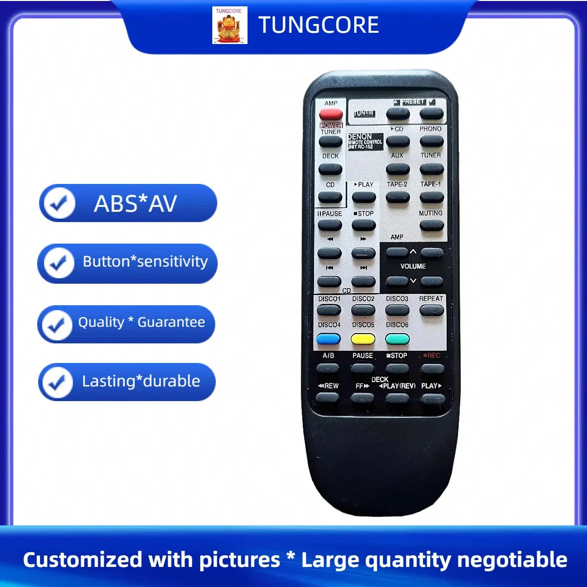 Replacement Remote Control for Denon Integrated Stereo Amplifier and Audio Receiver Systems
