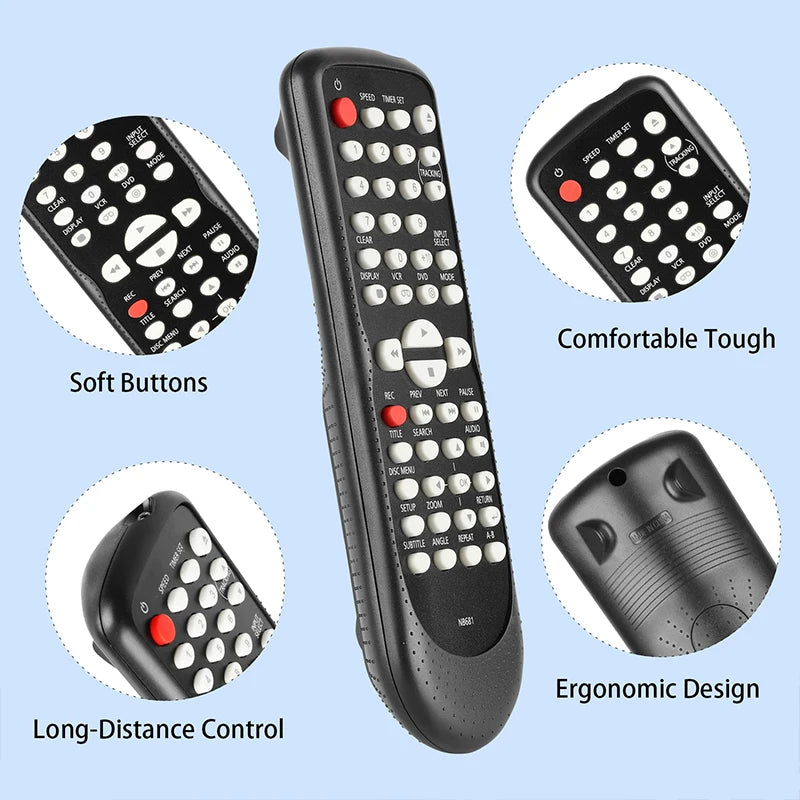 NB681 Replacement Remote for CDV225FX4 DV220FX4 DV220FX4A Funai DVD VCR Combo Player