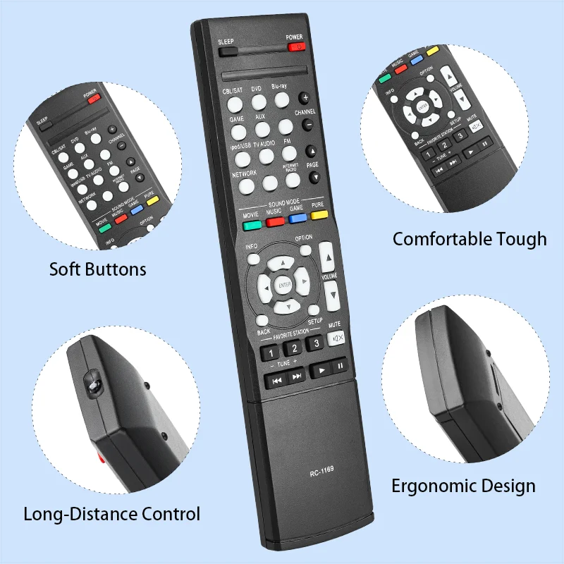 RC-1169 Replacement Remote Control for AVR-1613 AVR-1713 Denon AV Receiver Home Theatre System