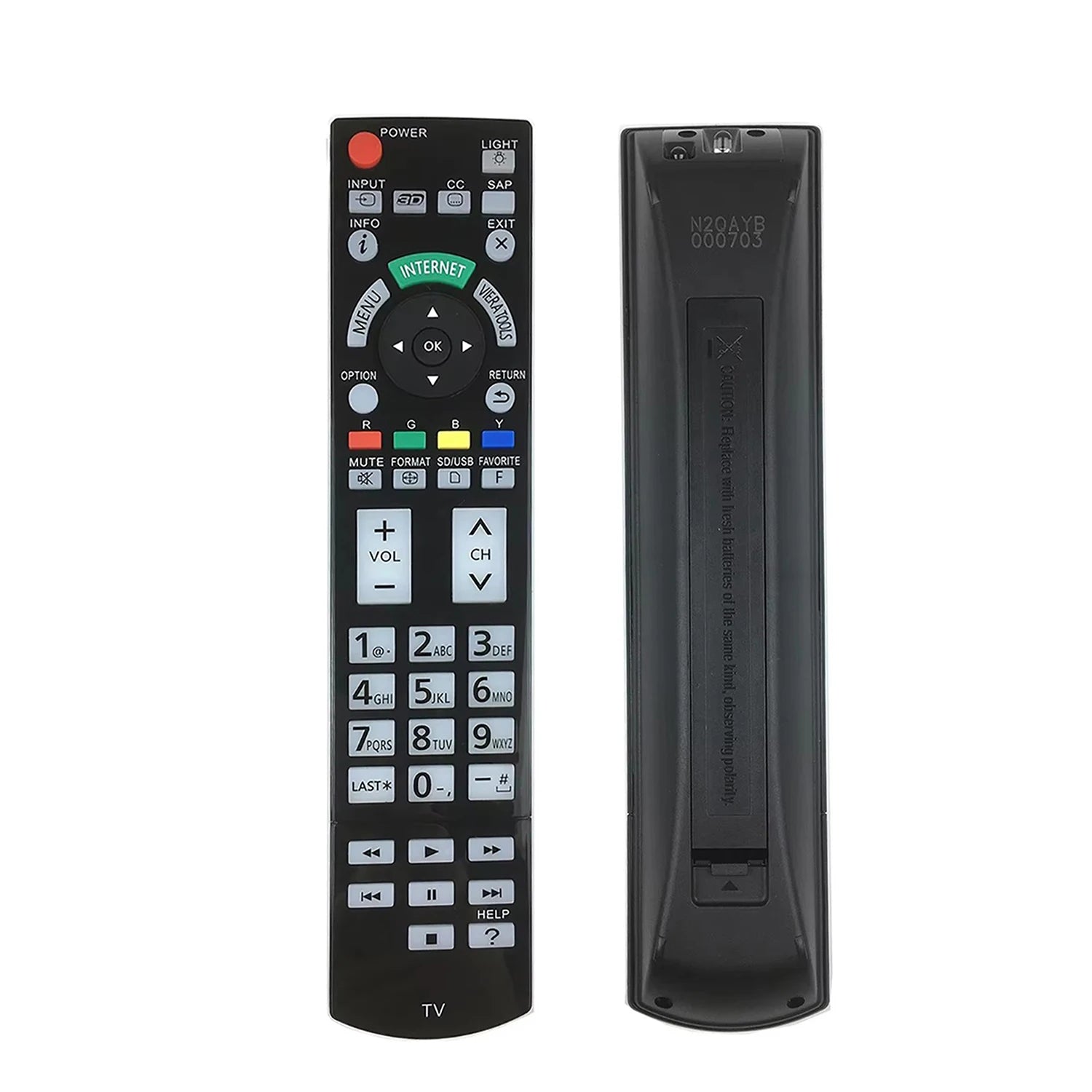 Panasonic N2QAYB000703 Replacement Remote Control for Smart LED Plasma Televisions