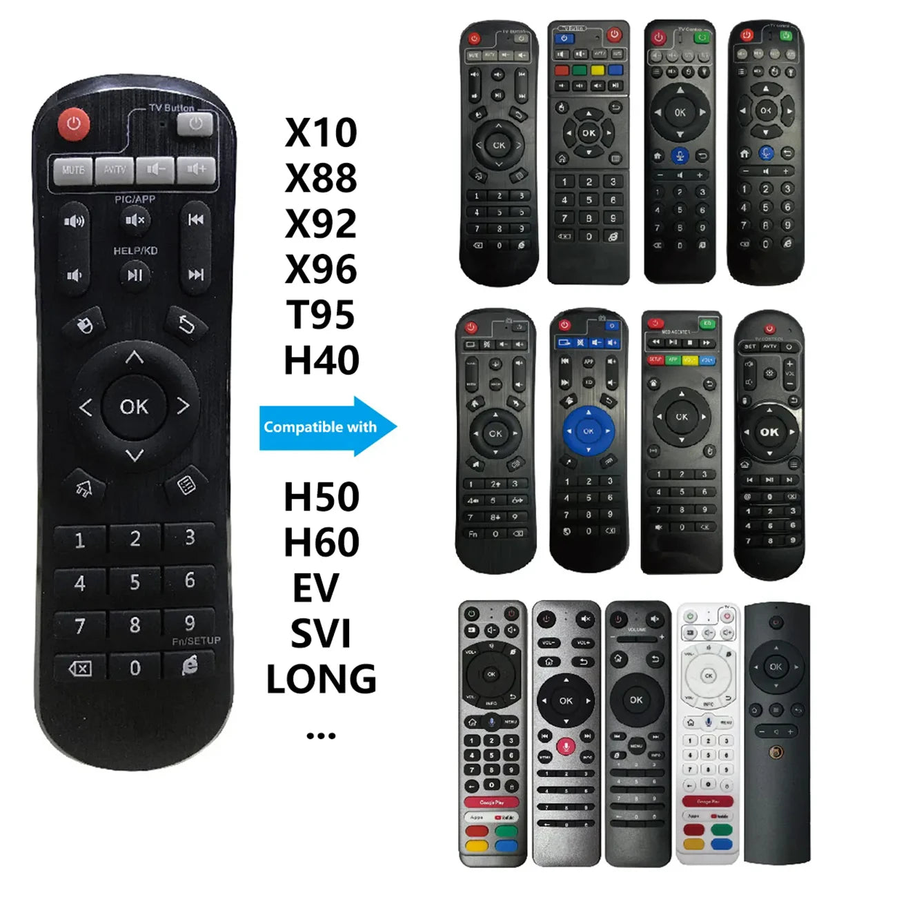 Universal IR Replacement Remote Control for Android TV Box EV SVI LONG Series Media Players