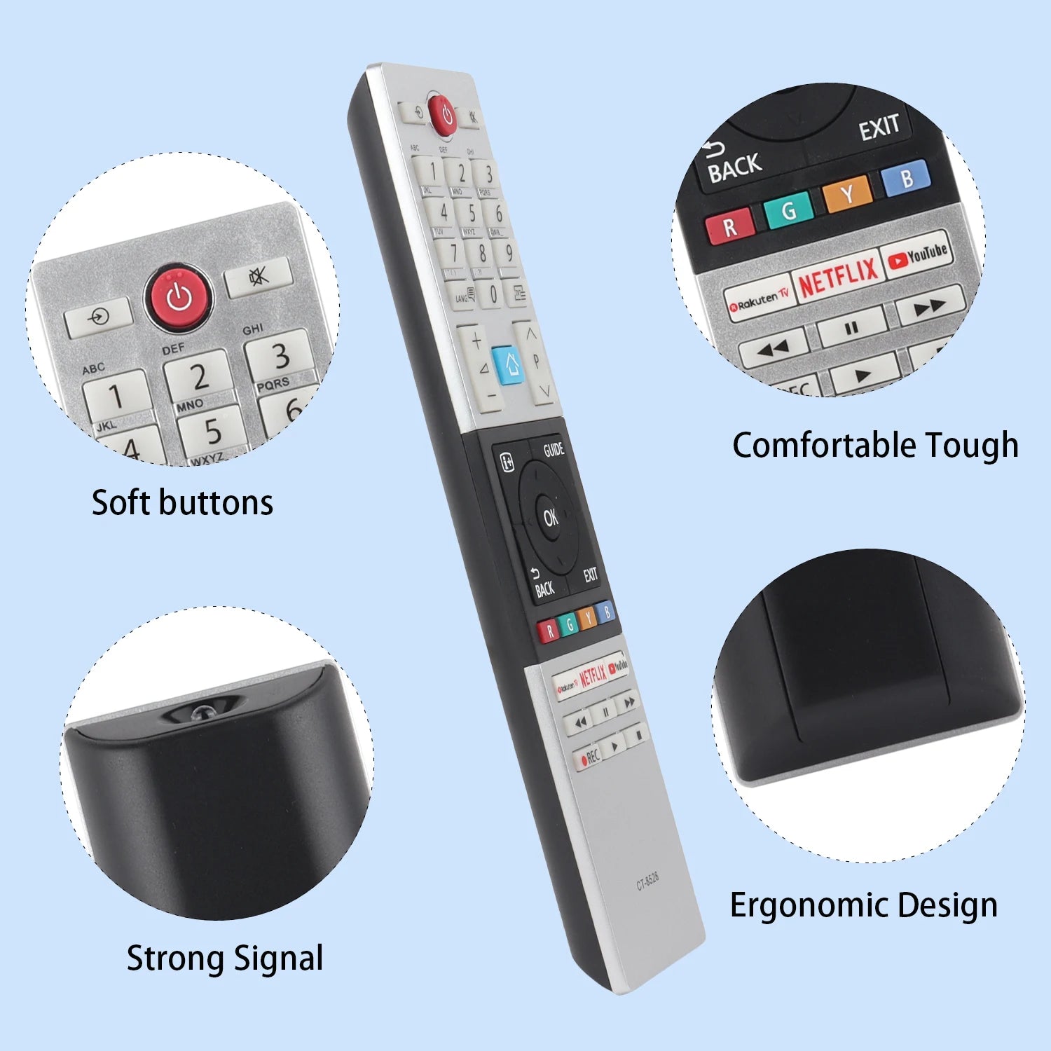 CT-8528 CT8528 Replacement Remote Control for Toshiba 24D2863DB 24D3863DB TV Netflix YouTube Rakuten