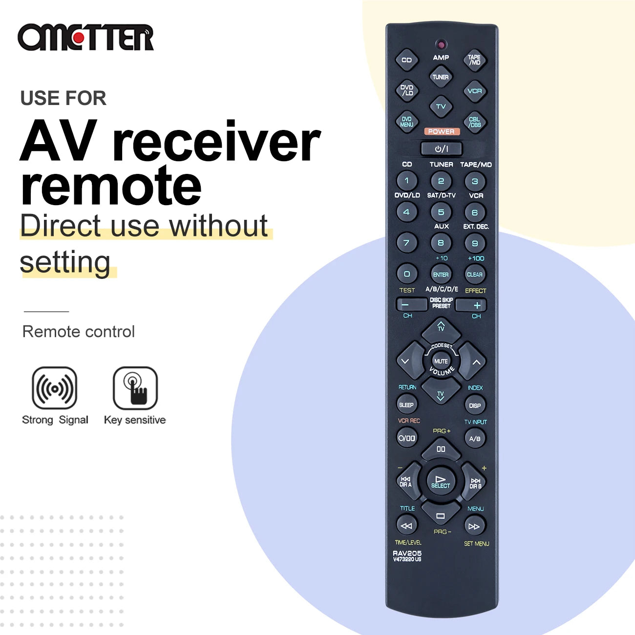 RAV205 RAV206 Remote for Yamaha RX-V396 RX-V420 YHT-17 AV Audio Systems