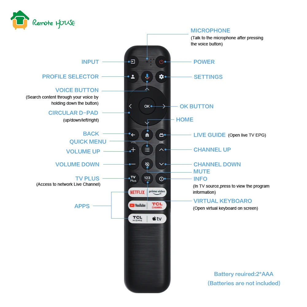 Voice Remote Control Replacement RC813 Compatible with UHD QLED Smart TV Models and Streaming Features