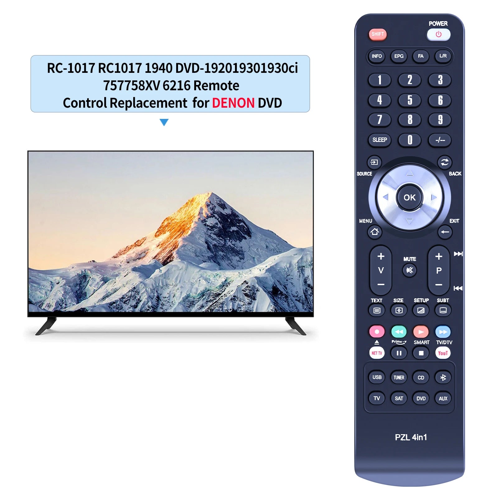 RC-1017 Remote for DENON DVD Players DVD1940, DVD-1920/1930/1930ci, XV 6216