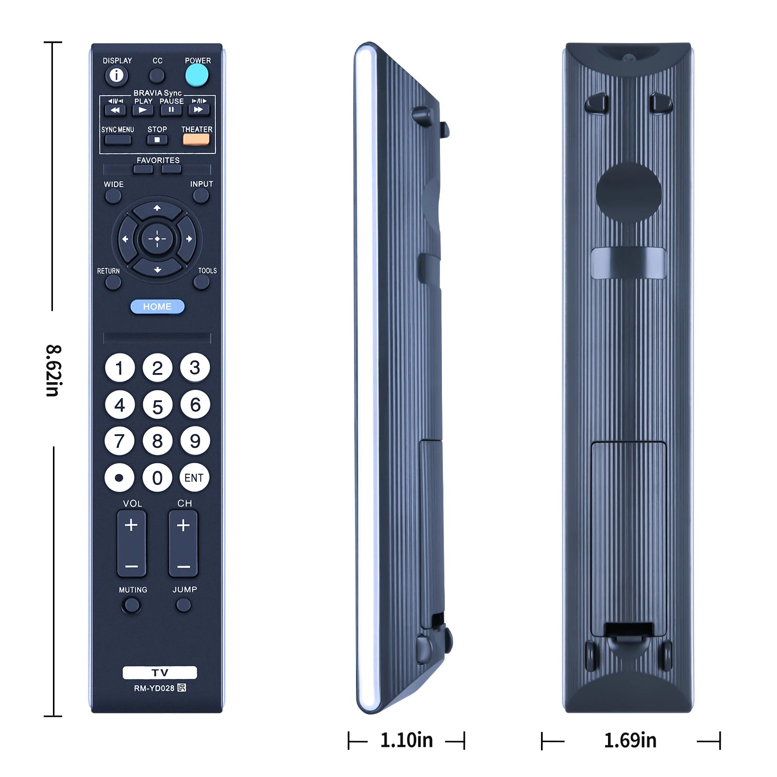 Sony RM-YD028 Replacement Remote Control for LCD, LED and Plasma HDTV Models