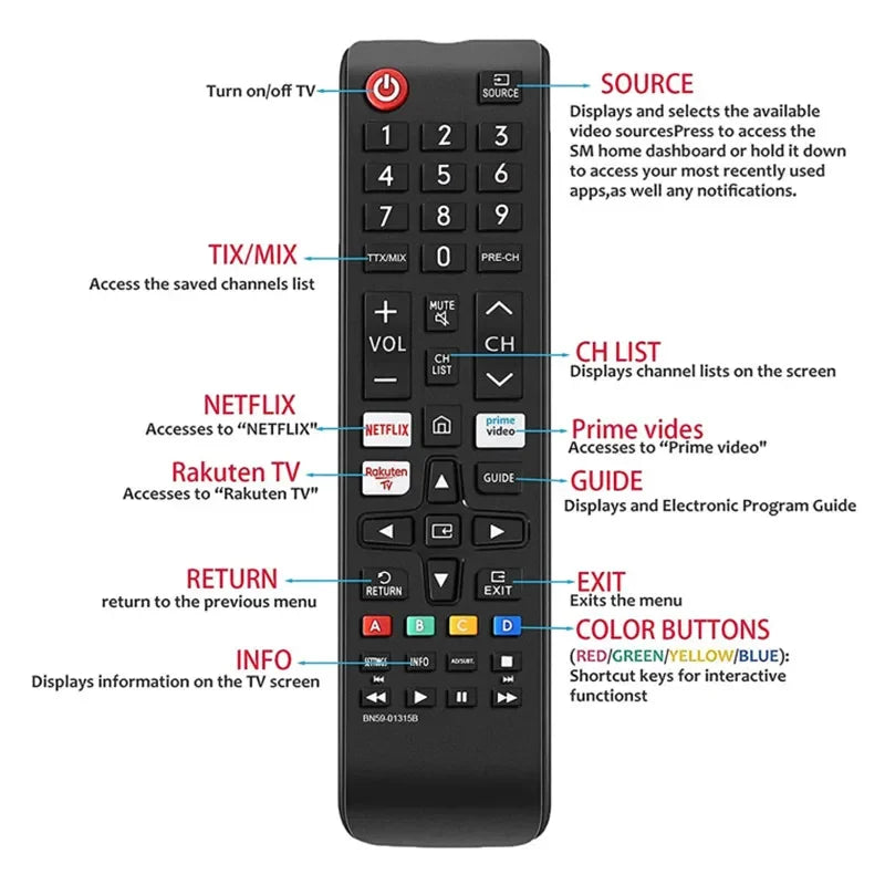 BN59-01315B Replacement Remote Control for UE43RU7105 UE43RU7179 Smart LED LCD TV
