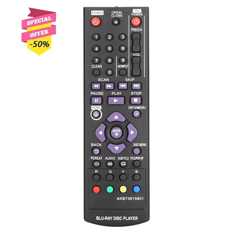AKB73615801 Replacement Remote for BP220 BP125 BP325 BP120 BP320 BP200 BP325W LG Blu-ray DVD Player
