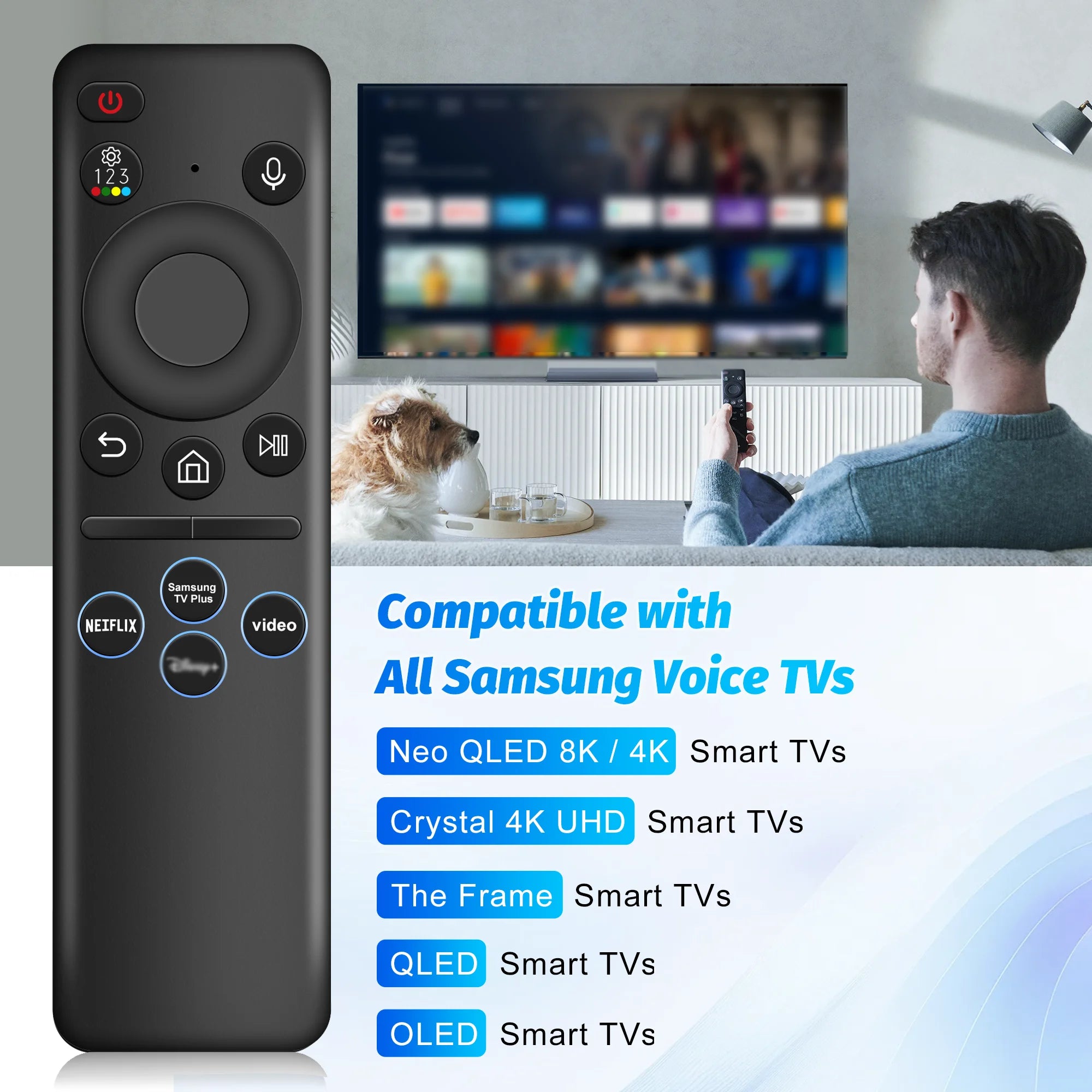 Samsung Voice Remote Control Replacement for Neo QLED QLED Smart TV Rechargeable Bluetooth