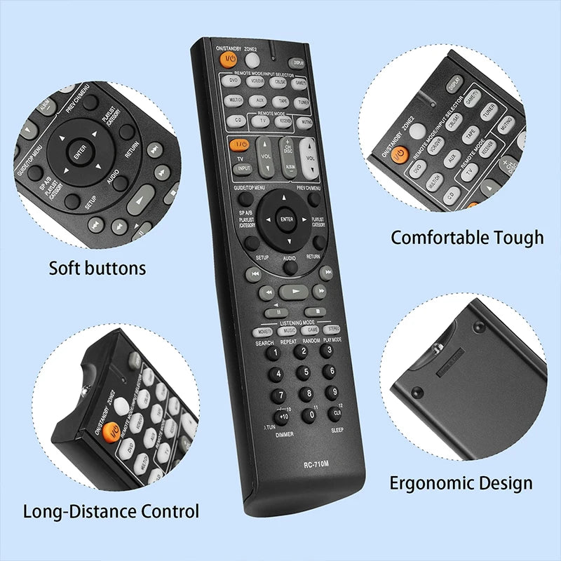 RC-710M Replacement Remote Control for TX-SR333 TX-SR606 TX-SR606B TX-SR606S Onkyo AV Receiver