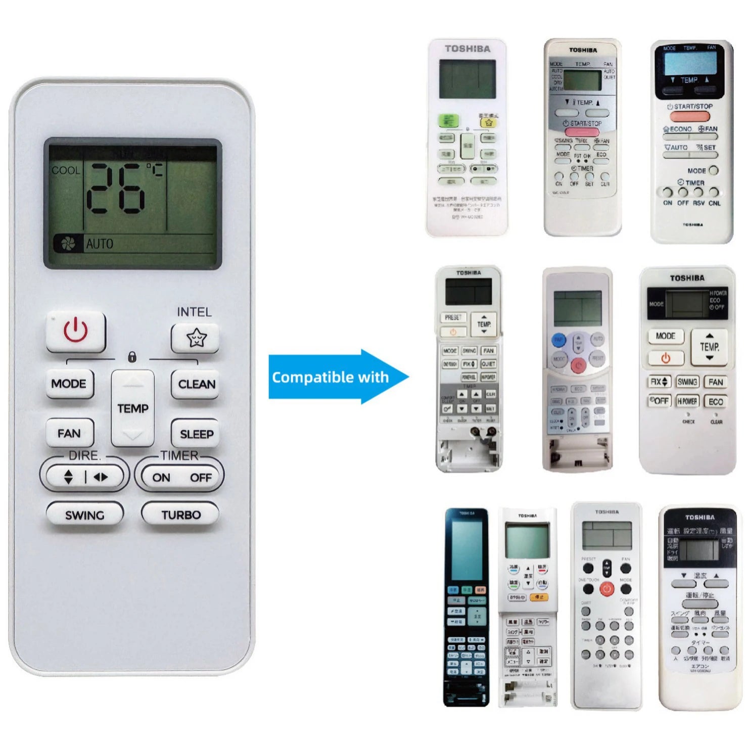 Toshiba Universal Replacement Remote Control for Split Air Conditioner Systems