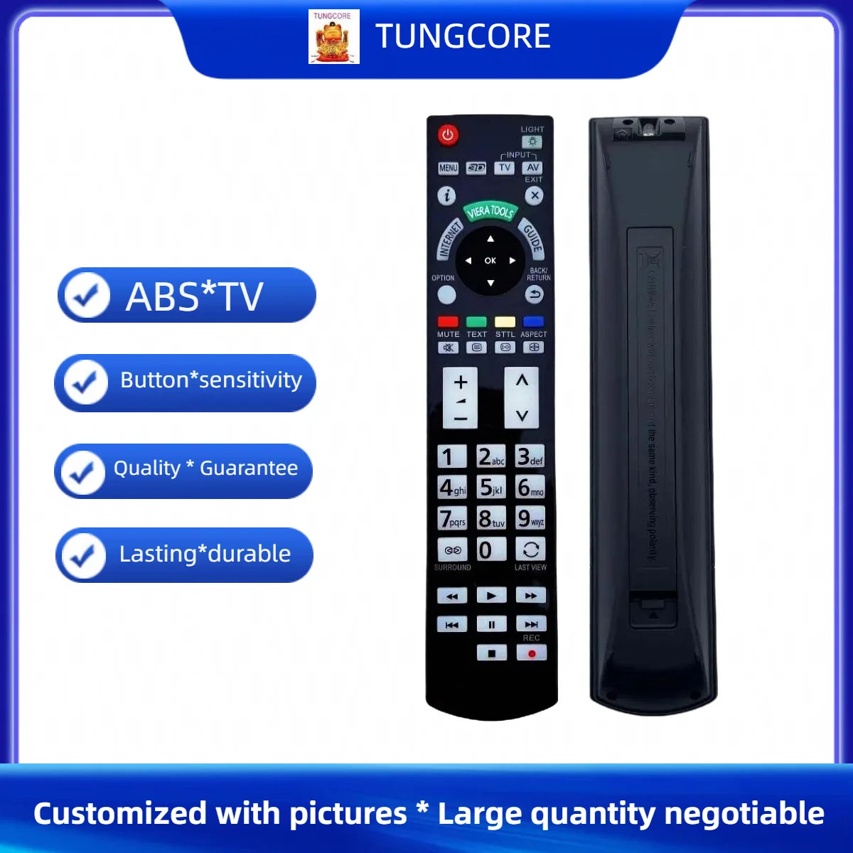 Replacement Remote Control for Panasonic Plasma HDTV Models Compatible with N2QAYB Series Remotes