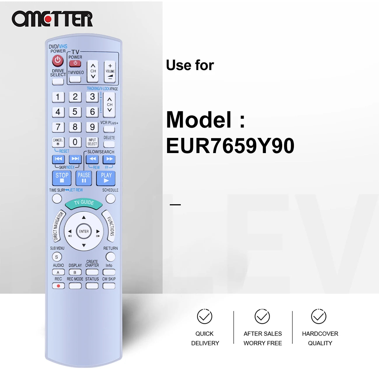 Replacement Remote Control EUR7659Y90 for Panasonic DVD Recorder EH75 EH50 E85 Series