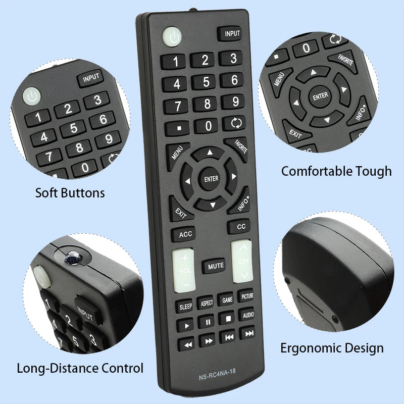 NS-RC4NA-18 Replacement Remote for NS-19D310NA19 NS-32D220NA18 NS-43D420NA18 Insignia TV