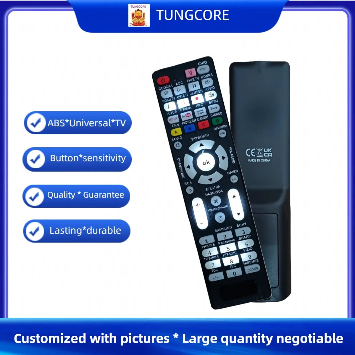 Universal Remote Control Compatible with Smart and Standard Television Models from Leading TV Brands