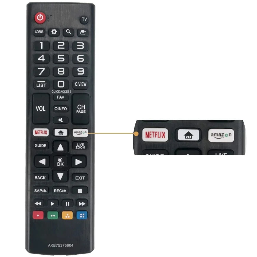AKB75375604 Remote Control for LG Smart TV - High-Quality ABS, 433MHz Wireless IR