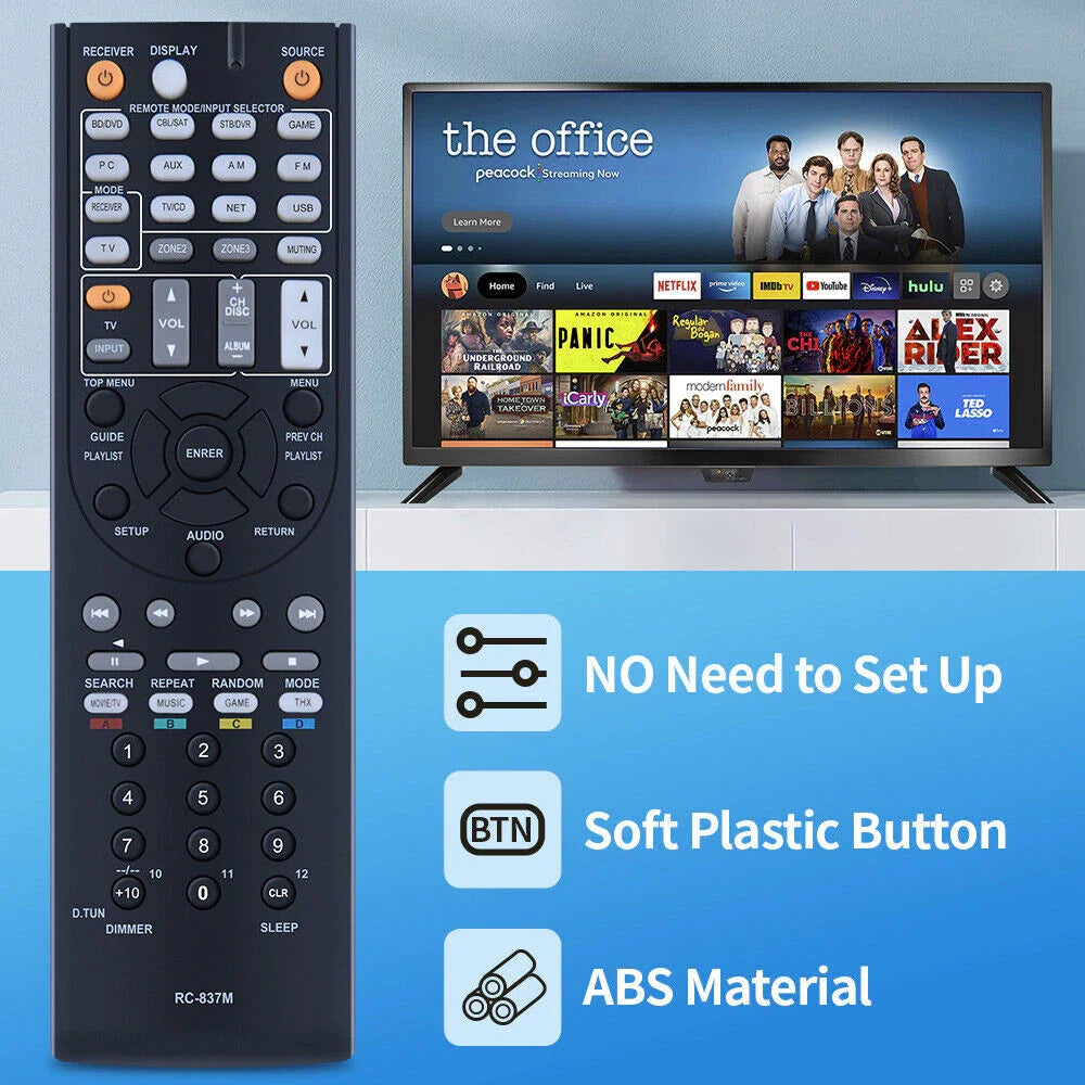 RC-837M Replacement Remote Control for TX-NR818 TX-NR616 AV Receiver Home Theatre System