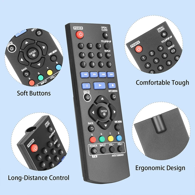 AKB73896401 Replacement Remote for BP250 BP350 BP335W BD640 BP135 BP240 BP300 LG Blu-ray DVD Player