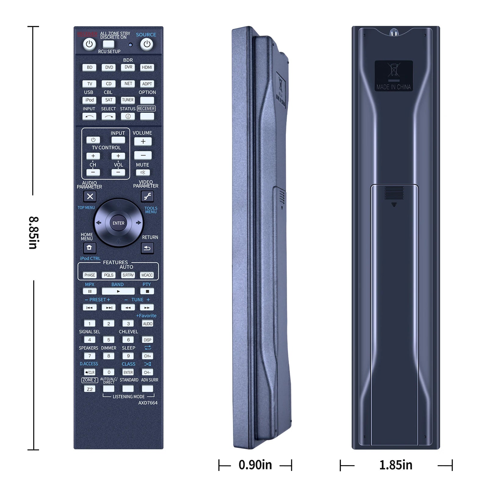 AXD7664 Replacement Remote Control for Pioneer VSX-1122, VSX-1027, VSX-60 Receivers