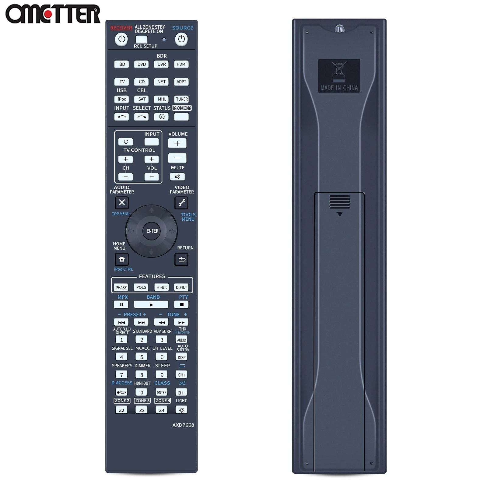 AXD7668 Remote Control for Pioneer SC-65 SC-67 SC-68 SC-1522 AV Receivers