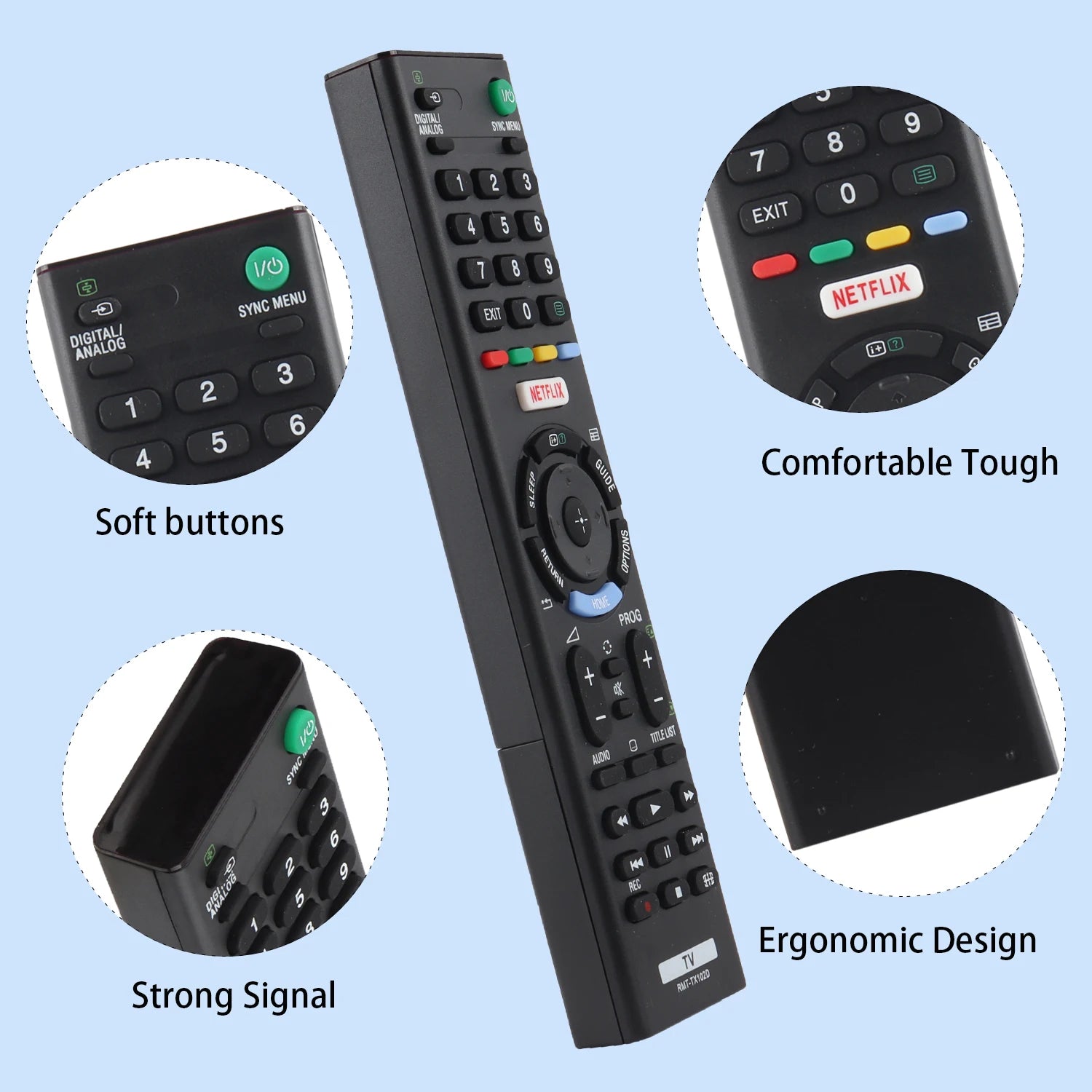 RMT-TX102D RMTTX102D Replacement Remote for KDL-48R550C KDL48R550C Sony TV with Netflix Button