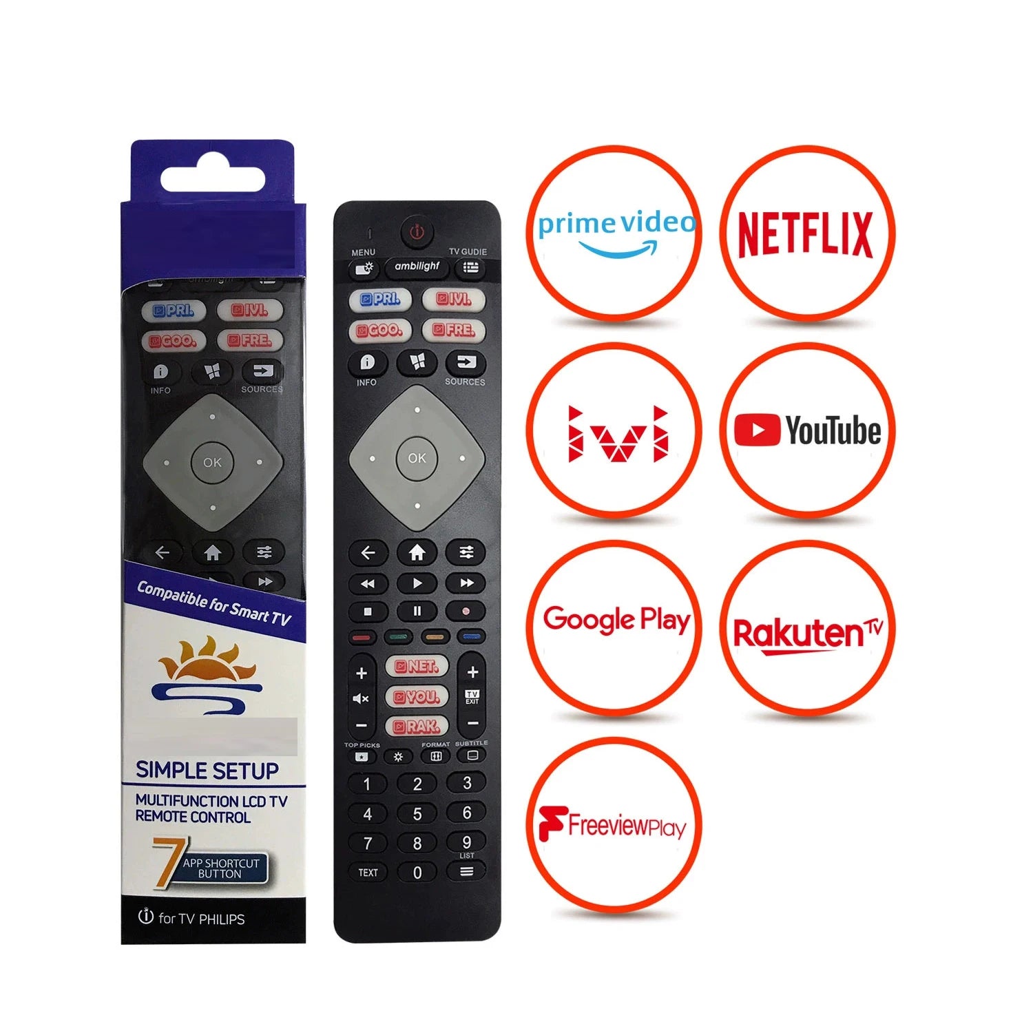Philips BRC0884405/01 Replacement Remote Control 996592001457 398GR10BEPHN CRC2507V Smart TV