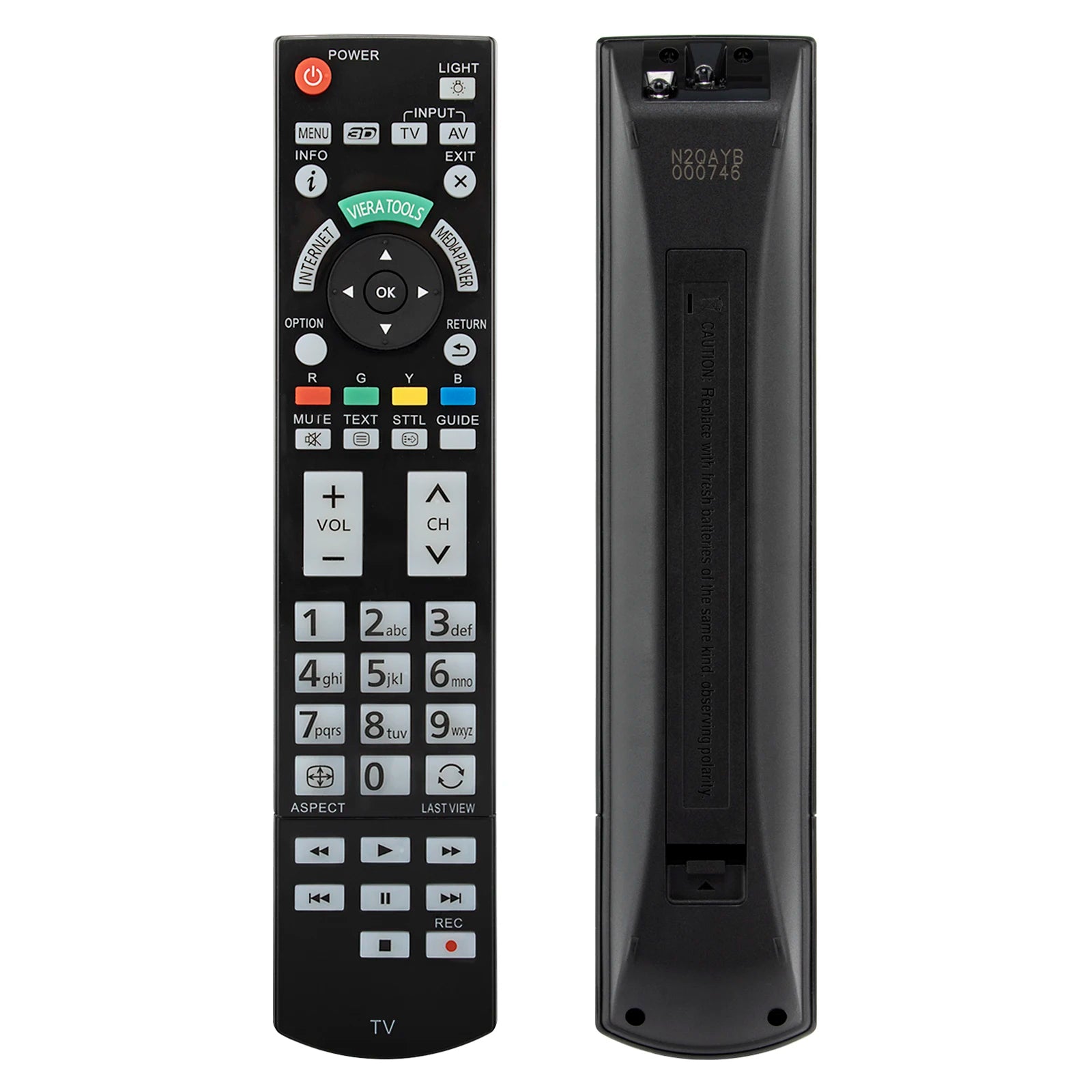 N2QAYB000746 Replacement Remote for Panasonic TV – Compatible with TH-L & TH-P Series