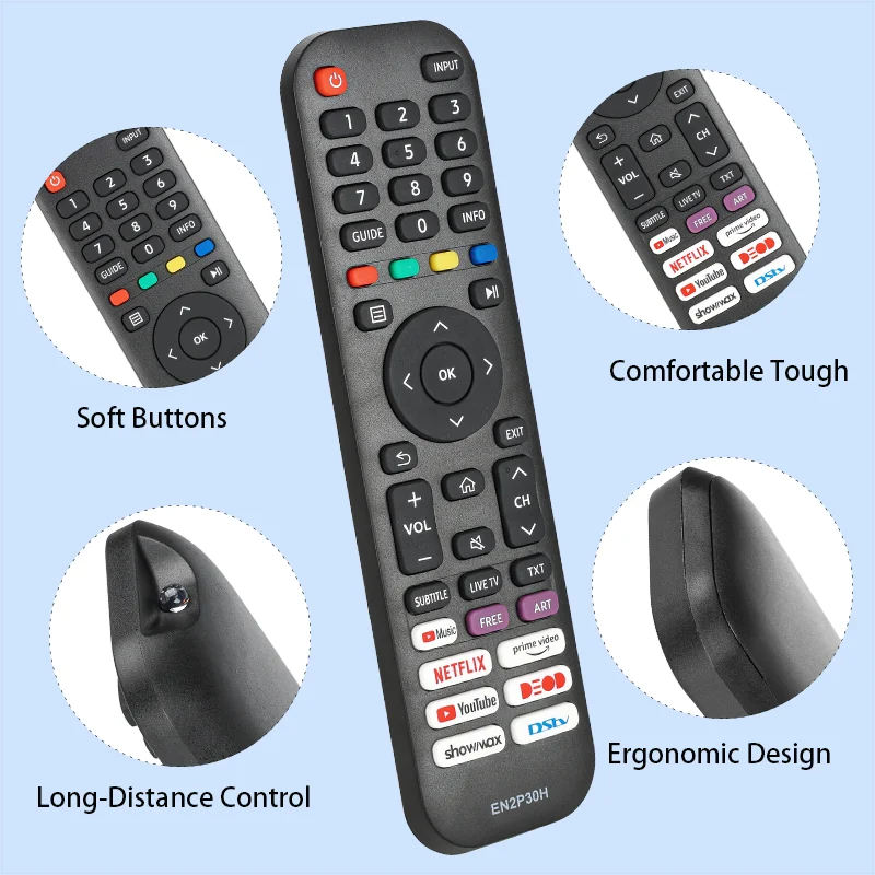 EN2P30H Replacement Remote for 43H6G 50H6G 55Q7F 65H6G 65A60G Hisense QLED 4K Smart TV