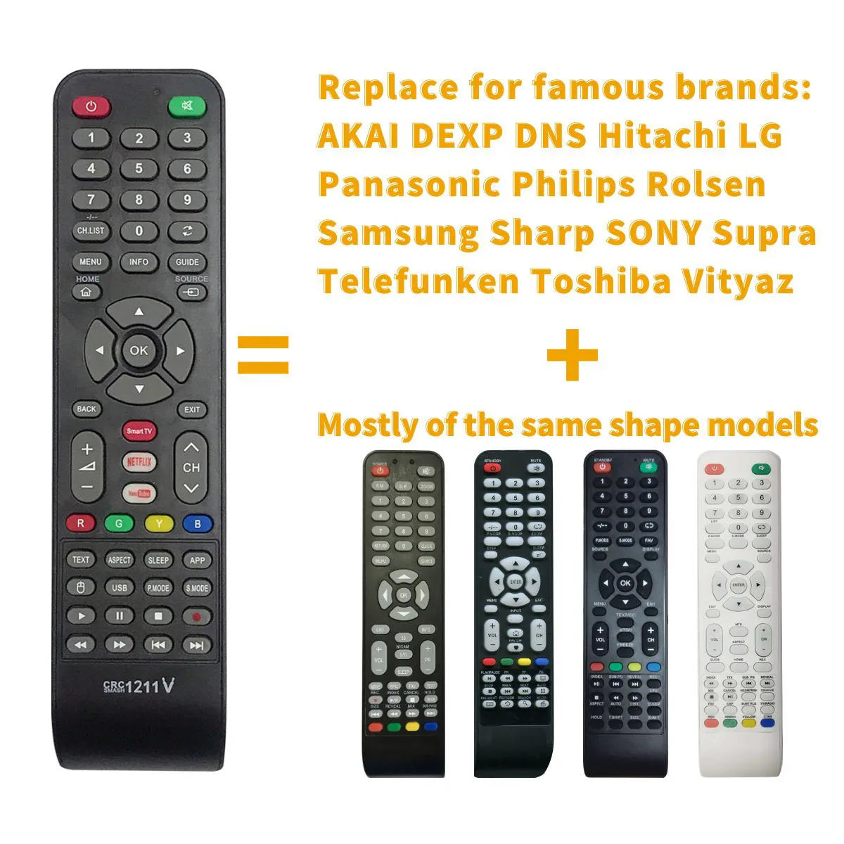 Universal Smart TV Replacement Remote Control for Selected Television Brands
